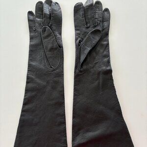 Black kid leather evening gloves, made in France